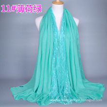 2016 Hijab Turban Brand New Designer Scarves Woman Long Cotton Lace Scarf